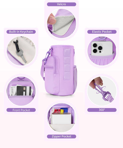 sportsnew Magnetic Gym Bag for Women Men, Crossbody Insulated Cup Sleeve Water Bottle Carrier Holder with Strap for 40oz Tumbler with Handle, 4 Built-in Magnets Small Gym Bag for Workout, Walking