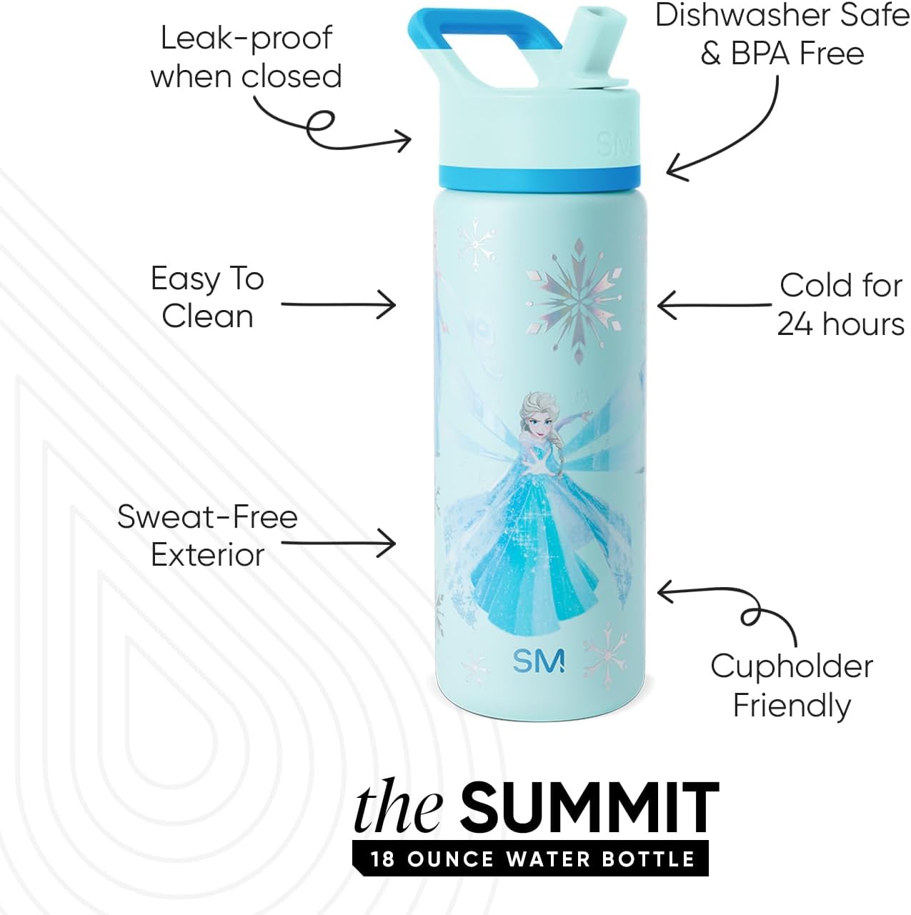 Simple Modern Disney Minnie Mouse Kids Water Bottle with Straw Lid | 14oz Insulated Stainless Steel Kids Tumbler & Spill Proof Toddler Cup for School, Girls, Boys | Summit | Minnie Mouse Fun - Colors B