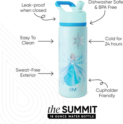 Simple Modern Disney Minnie Mouse Kids Water Bottle with Straw Lid | 14oz Insulated Stainless Steel Kids Tumbler & Spill Proof Toddler Cup for School, Girls, Boys | Summit | Minnie Mouse Fun - Colors B