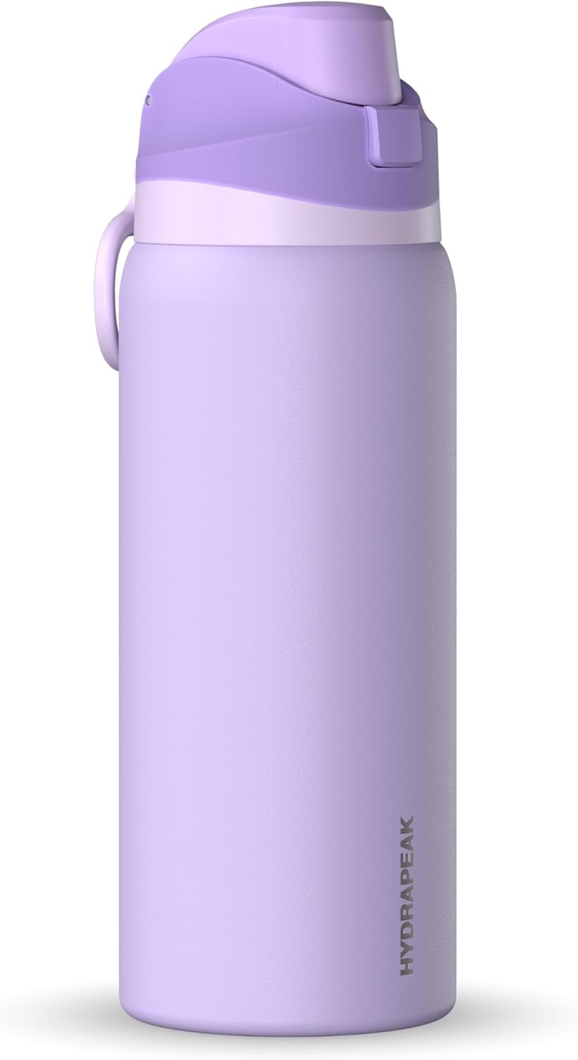 Hydrapeak Oasis 32oz Insulated Water Bottle with Locking Chug Lid & Handle, Leakproof Stainless Steel Travel Tumbler, Great for Gym, Work & Everyday Hydration, Stone 1
