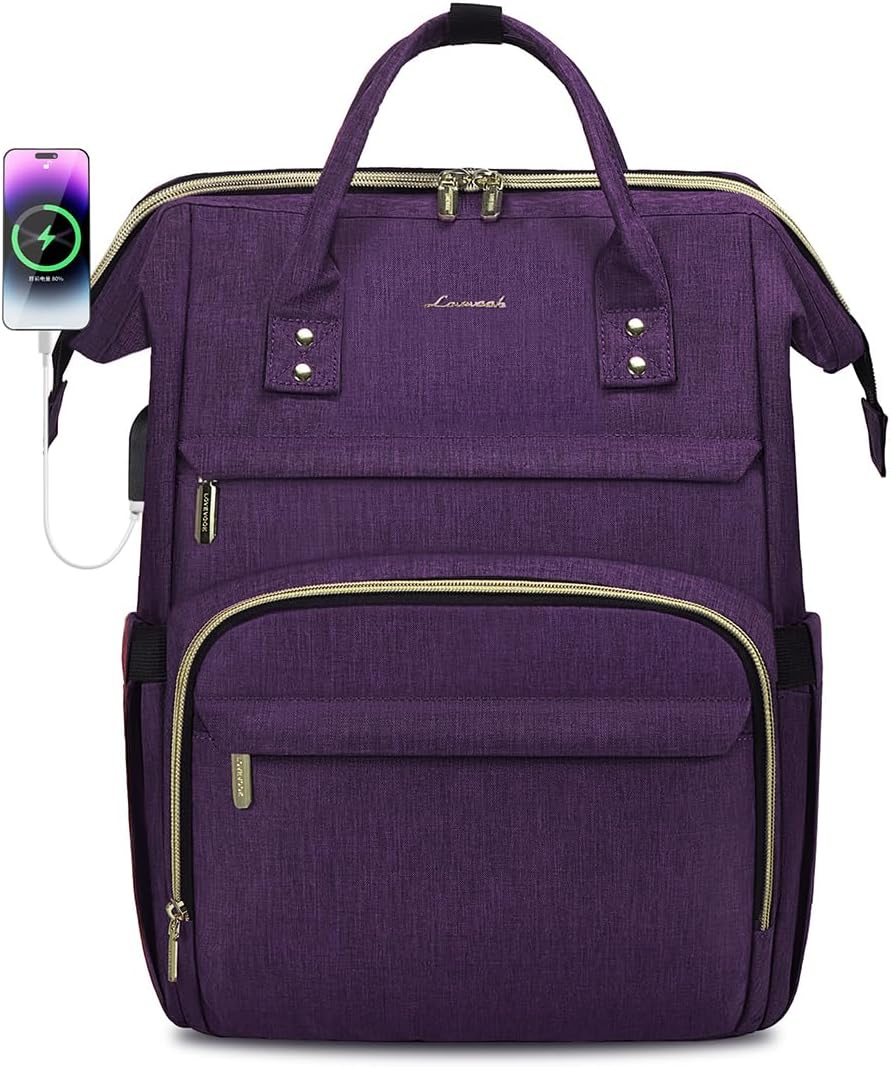 LOVEVOOK Laptop Backpack for Women with Giant Tumbler Holder Pocket,15.6 inch Waterproof Travel Backpack Purse Computer Laptop Bag,Professional Work College Nurse Teacher Backpack Casual Daypack,Black