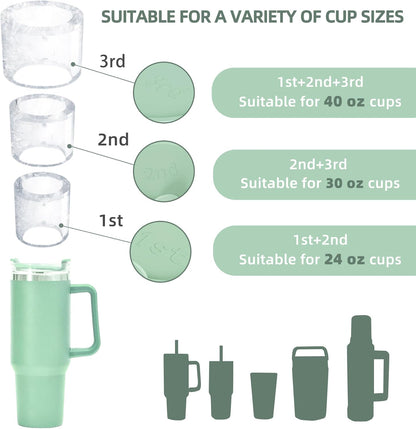 AIMI Ice Cube Tray for Stanley Cup 3 Pack, Flexible, BPA-Free, Space-Saving Design, Easy Release Compatible with 30-40 oz Tumbler Cup Specialty Tools Ice Cube Molds, Green