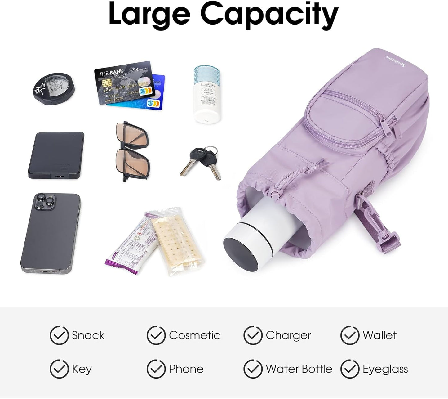 sportsnew Water Bottle Holder 40oz Crossbody Insulated Cup Sleeve Water Bottle Carrier Sling Bag with Phone Pocket, Walking