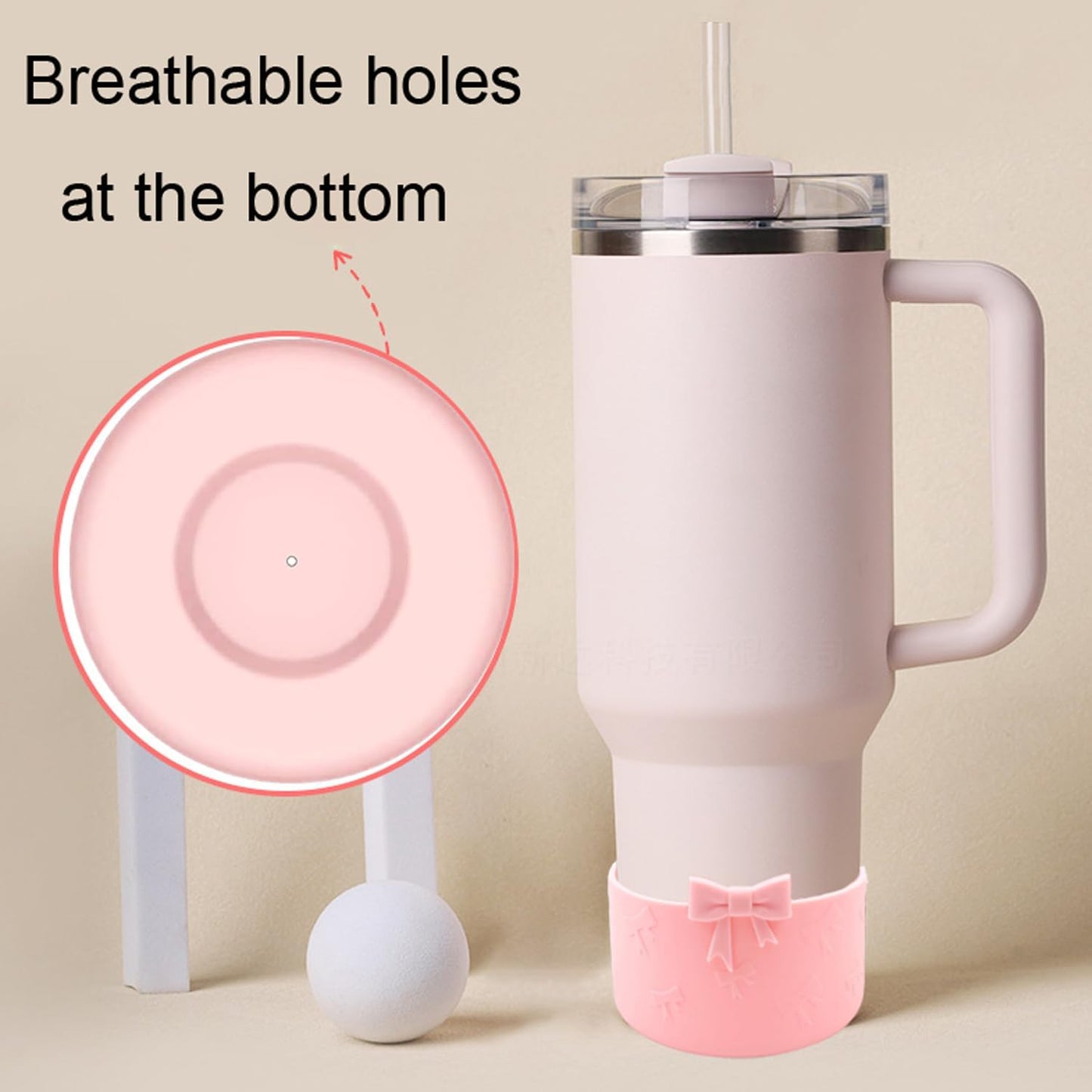 1Pcs Black Bow Protective Cup Boot for 20 30 40oz Stanley Bumper, Silicone Tumbler Bottom Sleeve Cover Accessories for Women
