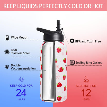 32 oz Pickleball Insulated Water Bottle with Straw - Pickleball Gym Hiking Sports Coffee Mug | Perfect Pickleball Gifts for Women, Pickleball Decor Accessories