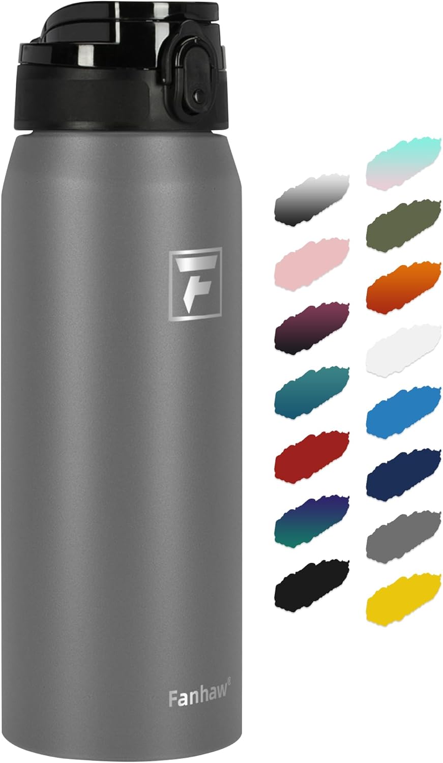 Fanhaw 20 oz Insulated Stainless Steel Water Bottle with Anti-Dust Chug Lid, Leakproof Vacuum Metal Everyday Use Bottle for Kids, Teens & Adults, Back to School Essentials (Green Blue)