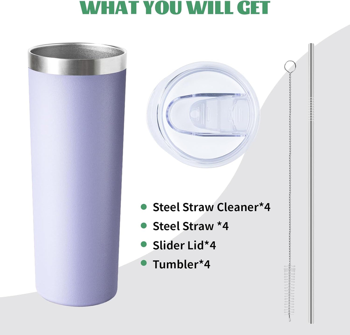 20 oz Skinny Tumblers with Lid and Straw,Stainless Steel Vacuum Insulated Tumbler Cup Double Wall Travel Coffee Mug, Thermal Water Tumbler for Hot and Cold Drinks(Rose Gold,1)