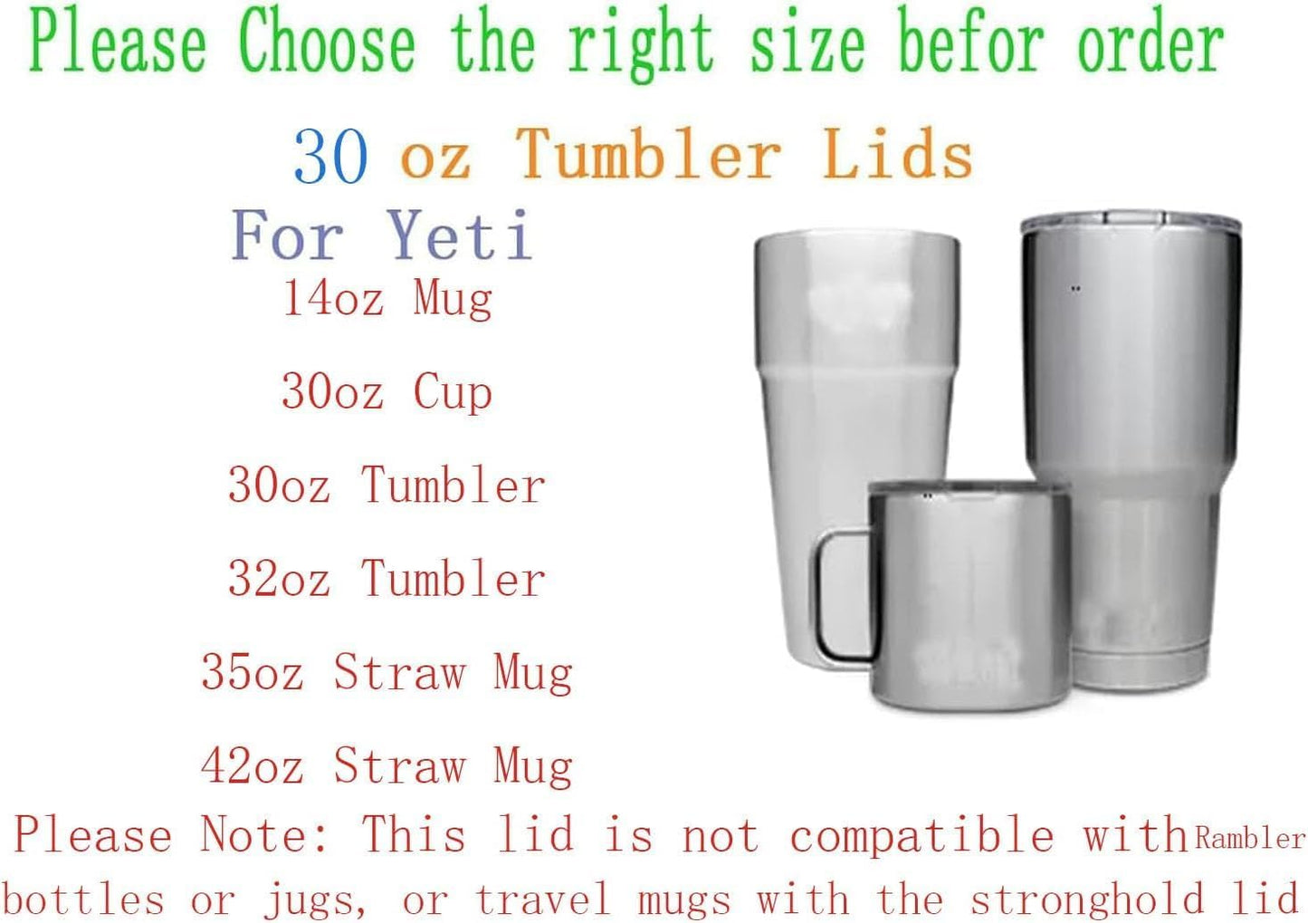 30 oz Tumbler Lids for Yeti, 2 Pcs Replacement Magnetic Spill-Resistant Lids for Yeti 30 oz, 32 oz Tumbler, 14 oz Mug and 35oz Straw Mug with Magnetic Slider Switch, BPA Free