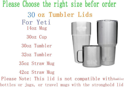 30 oz Tumbler Lids for Yeti, 2 Pcs Replacement Magnetic Spill-Resistant Lids for Yeti 30 oz, 32 oz Tumbler, 14 oz Mug and 35oz Straw Mug with Magnetic Slider Switch, BPA Free