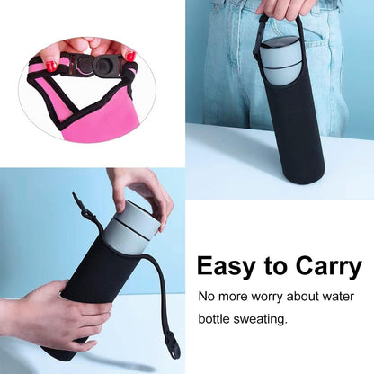 4 PCS Water Bottle Carrier with Shoulder Strap 16oz-21oz, Neoprene Sleeve Cup Holder Pouch with Carrying Handle for All Portable Sport Water Bottle -4 Colors