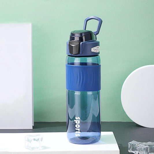 DEARART 24oz Water Bottles with Buckle, 100% Leakproof Anti Slip Silicone Bottle, No Straw Clear Bottle Easy Clean, Suit Sport Office School Travel Gym Yoga for Women Men, Dark Cyan