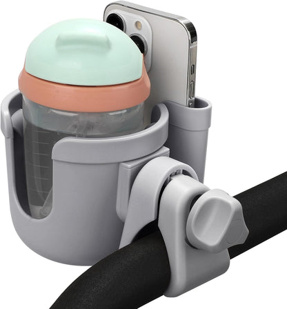 Accmor Stroller Cup Holder with Phone Holder, Bike Cup Holder, Universal Cup Holder for Uppababy Nuna Doona Strollers, 2-in-1 Cup Holder for Walker, Wheelchair, Scooter - Colors A