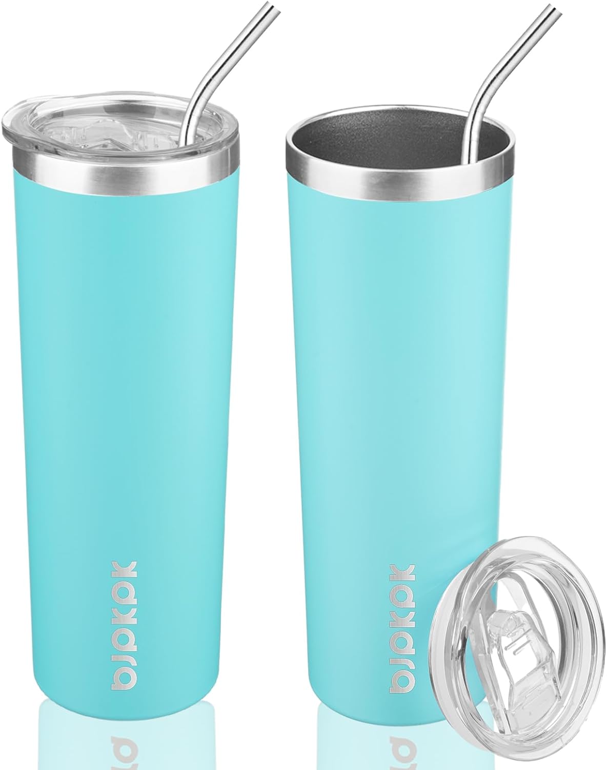 BJPKPK Skinny Tumbler with Lid 20 oz Stainless Steel Vacuum Insulated Double Wall Travel Coffee Water Tumblers Cup,White