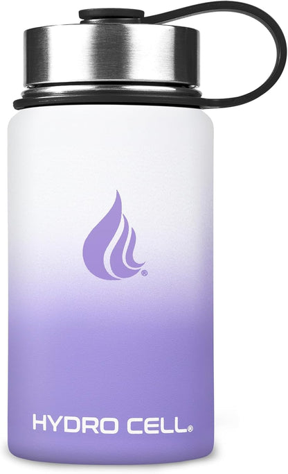 HYDRO CELL Stainless Steel Insulated Water Bottle with Straw - For Cold & Hot Drinks - Metal Vacuum Flask with Screw Cap and Modern Leakproof Sport Thermos for Adults (Neon 18oz)