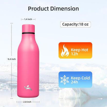 Konokyo Insulated Water Bottle with Strap,18 oz Double Wall Stainless Steel Vacuum Bottles Metal Water Flask,Macaron Green - Colors B