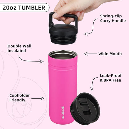 BJPKPK Insulated Water Bottle with 2 Lids,20 oz Double Wall Stainless Steel Vacuum Tumbler Travel Coffee Mug,Wide Mouth Thermal Cup,Haze Blue