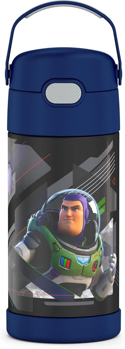 THERMOS FUNTAINER Water Bottle with Straw - 12 Ounce - Kids Stainless Steel Vacuum Insulated Water Bottle with Lid, Bluey - Colors B