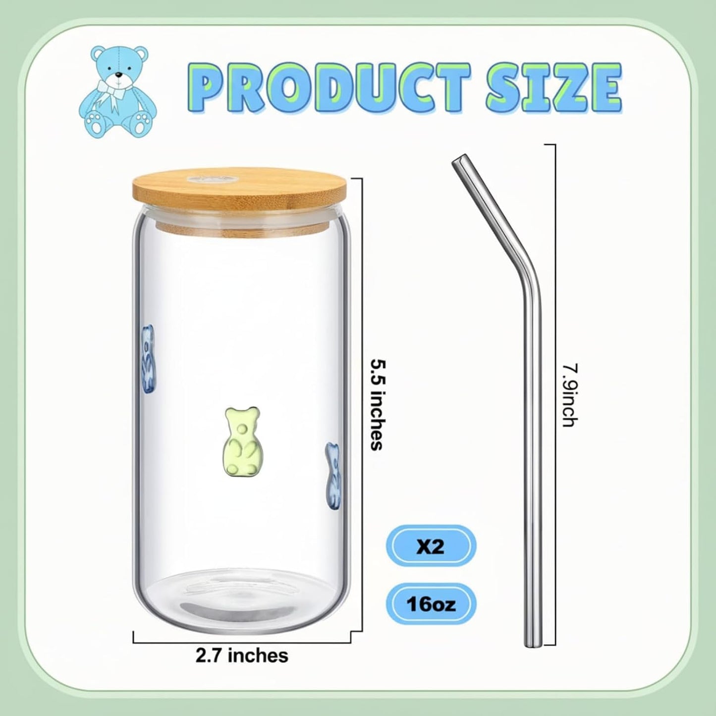 Honeydak 2 Pcs Icon Juice Glass Tumbler with Lid & Straw - 18 oz Cloud and Sun Icon Can Shape Glass Cups Coffee Juice Beer Soda Drinking Cup for Summer Halloween Christmas Party Supplies Gift