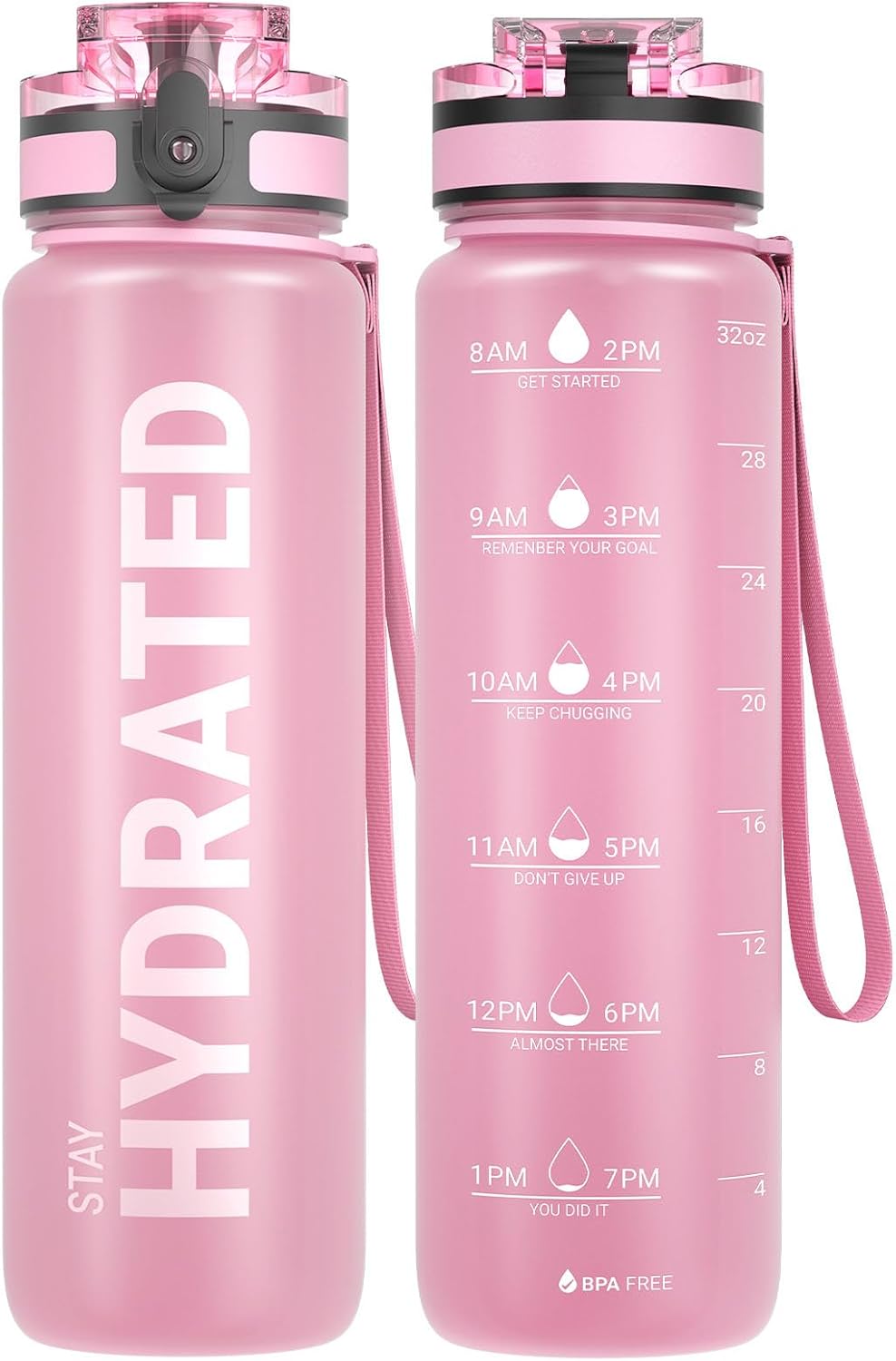 Sahara Sailor Water Bottle 32oz, Durable and Leakproof Water Bottles Motivational with Time Marker, Tritan, BPA Free, Wide Mouth with Easy Clean Brush for Gym, Travel, Home, School, Office (1 Bottle)