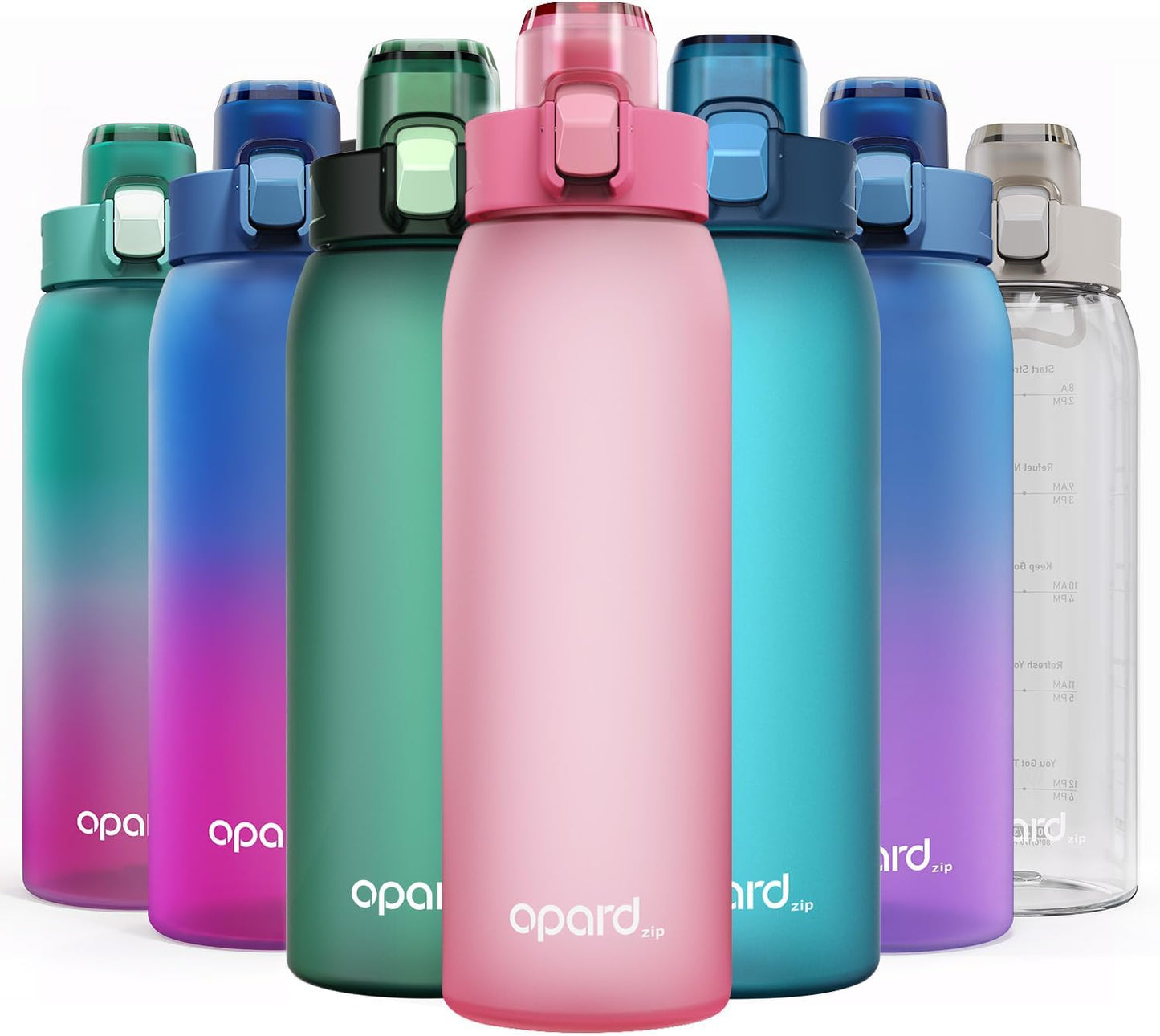 Opard Zip 32oz Plastic Water Bottle Dishwasher Safe, Leakproof Flip-Top Lid, BPA Free Tritan, Wide Mouth Reusable Sports Water Bottle for Gym Hiking Commuting Outdoor Travel and School