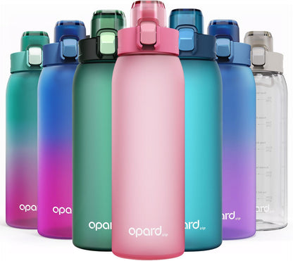 Opard Zip 32oz Plastic Water Bottle Dishwasher Safe, Leakproof Flip-Top Lid, BPA Free Tritan, Wide Mouth Reusable Sports Water Bottle for Gym Hiking Commuting Outdoor Travel and School