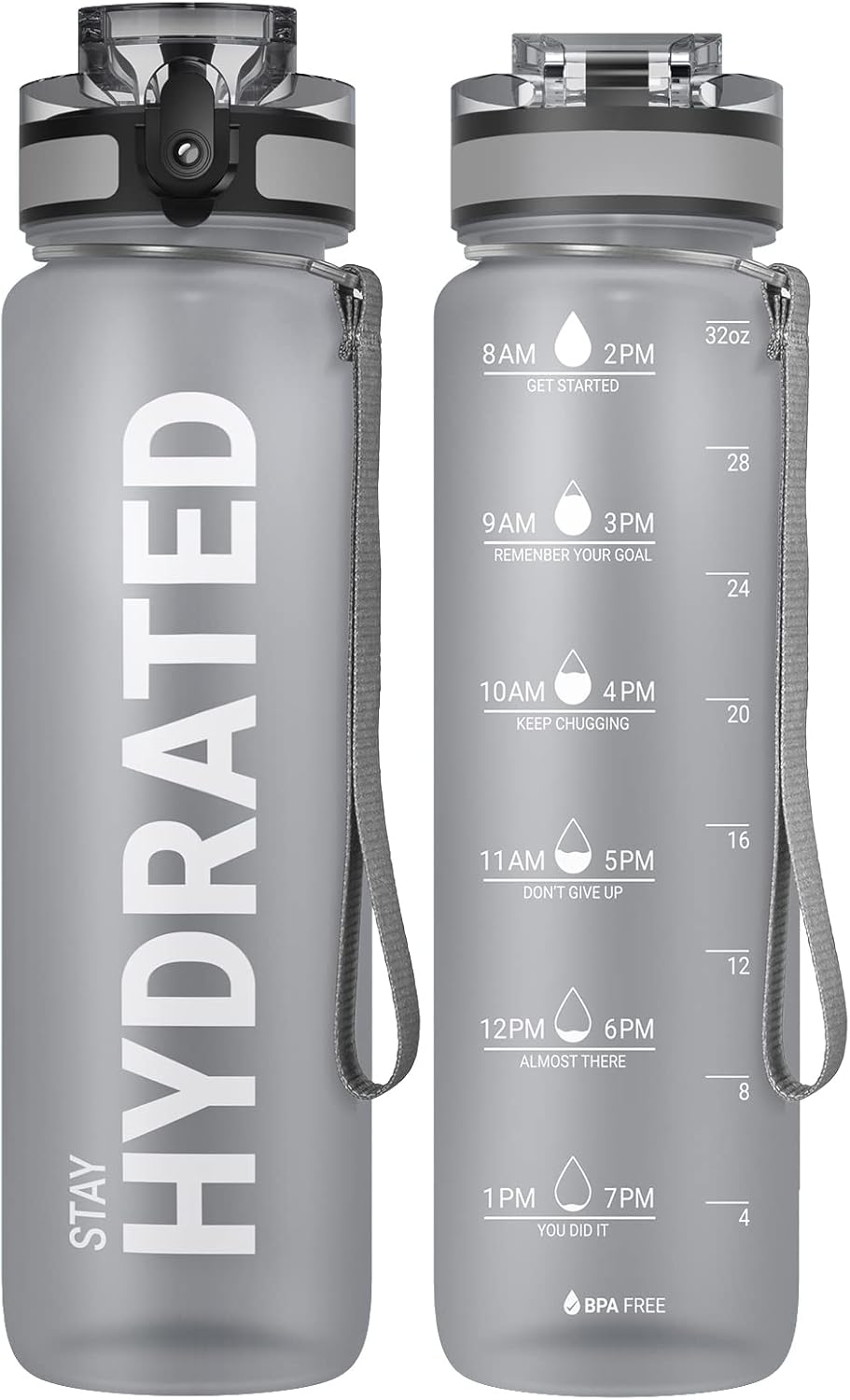 Sahara Sailor Water Bottle 32oz, Durable and Leakproof Water Bottles Motivational with Time Marker, Tritan, BPA Free, Wide Mouth with Easy Clean Brush for Gym, Travel, Home, School, Office (1 Bottle)