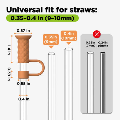 6 Pcs Straw Cover Caps with Suction Base, 0.4in/10mm Straw Toppers for Stanley Cup 30/40 oz, Multicolor