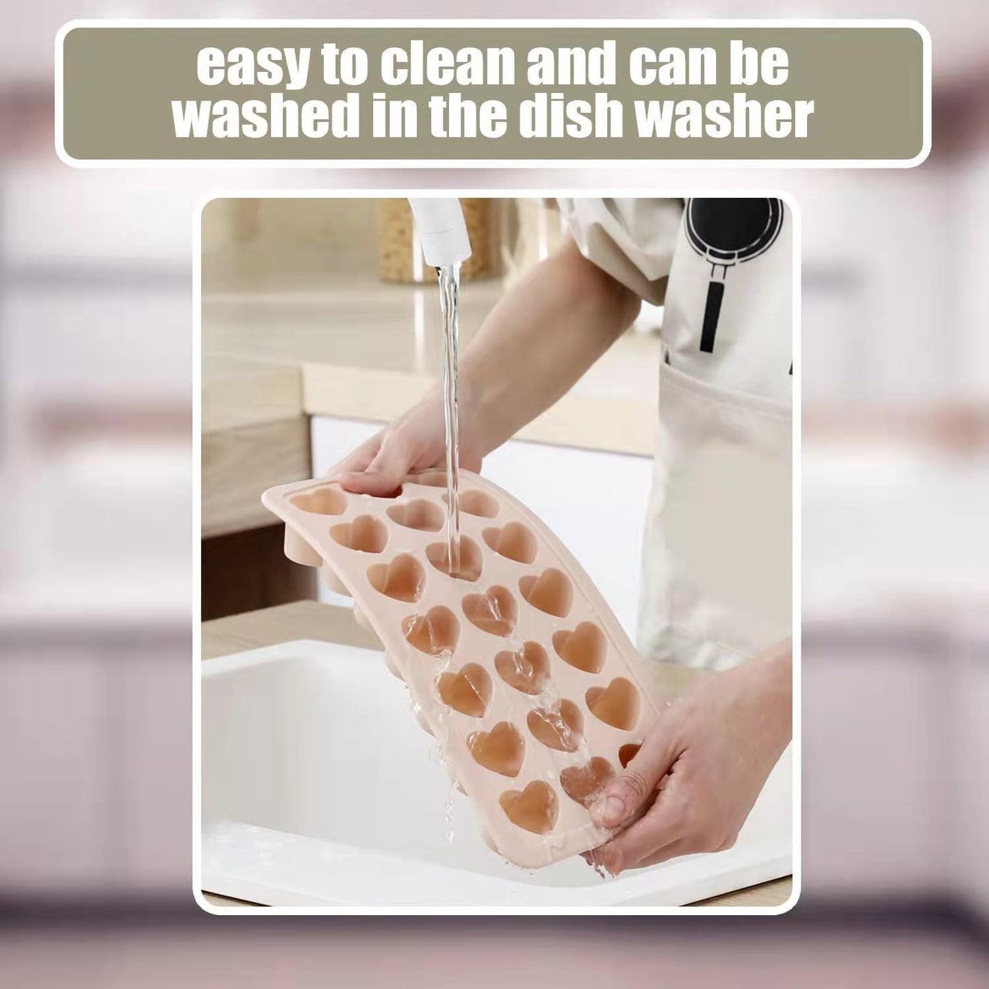 Heart Shape Ice Cube Tray, 21 Holes Silicone Ice Cube Mold with Removable Lid Flexible for Whiskey Cocktail Chocolate