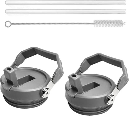 2Pack Replacement Tumbler Lid Fit for Stanley IceFlow 30 oz(Only) Flip Straw Lid, with 2Pcs Reusable Straws,1Pcs Cleaning Brush (White)