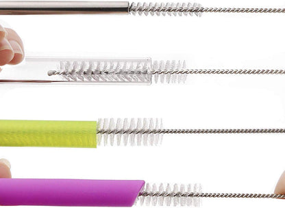 Long Straw Brush Cleaner (10 Pack), Flexible Nylon Tube Cleaning Brushes with 0.4" Bristles, Rust-Proof Stainless Steel Wire Washer for Reusable Tumblers, Sports Bottles & Pipes (10 Inch)