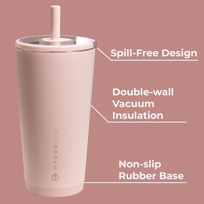 HydroJug Everyday Tumbler 20 oz – Ceramic-Lined Insulated Tumbler with Straw and Soft-Touch Lid, Cup Holder Friendly, Double-Wall Vacuum Insulation, Reusable Travel Cup – Rodeo