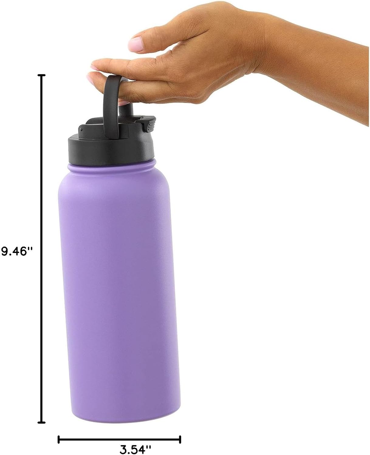 JoyJolt Triple Insulated Water Bottle with Straw Lid AND Flip Lid! 22oz Water Bottle, 12 Hour Hot/Cold Vacuum Insulated Stainless Steel Water Bottle. BPA-Free Leakproof Water Bottles - Thermos Bottle