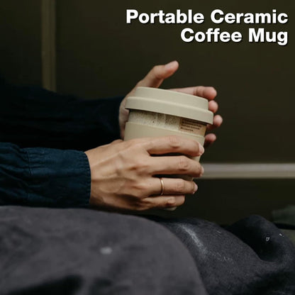 Gencywe Ceramic Travel Mugs with Silicone Lids, 15 oz Portable Coffee Mug Travel Unique To Go Mug, Reusable Coffee Cups with Non-Slip Sleeve, Cappuccino,Tea,Latte,Iced Coffee Cups, Dishwasher Safe