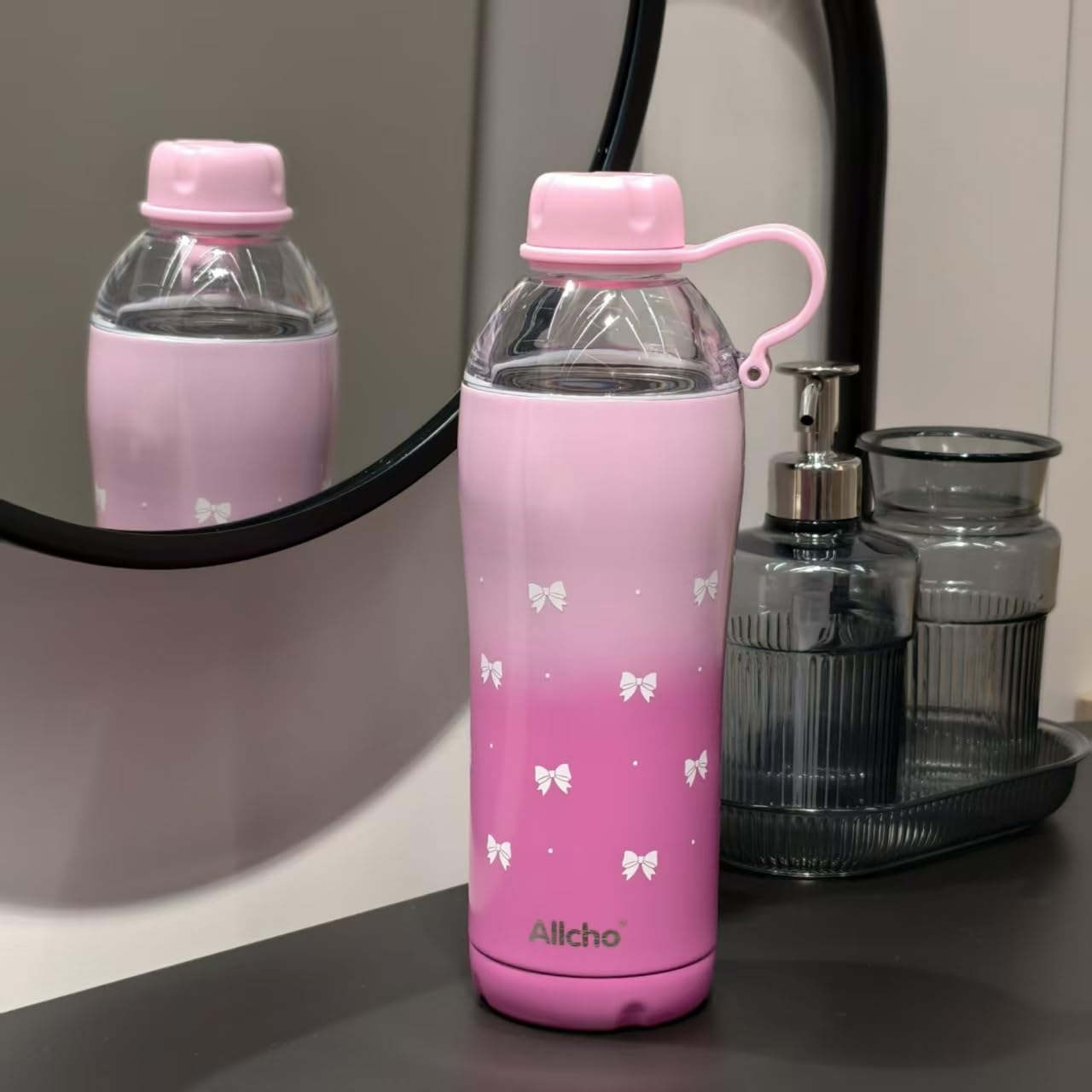 Allcho Insulated Water Bottle for Women, 18oz Stainless Steel Leak Proof Tumbler with 2 Lids, BPA-Free Tritan Chug & Straw Lid, Double Wall Vacuum Flask