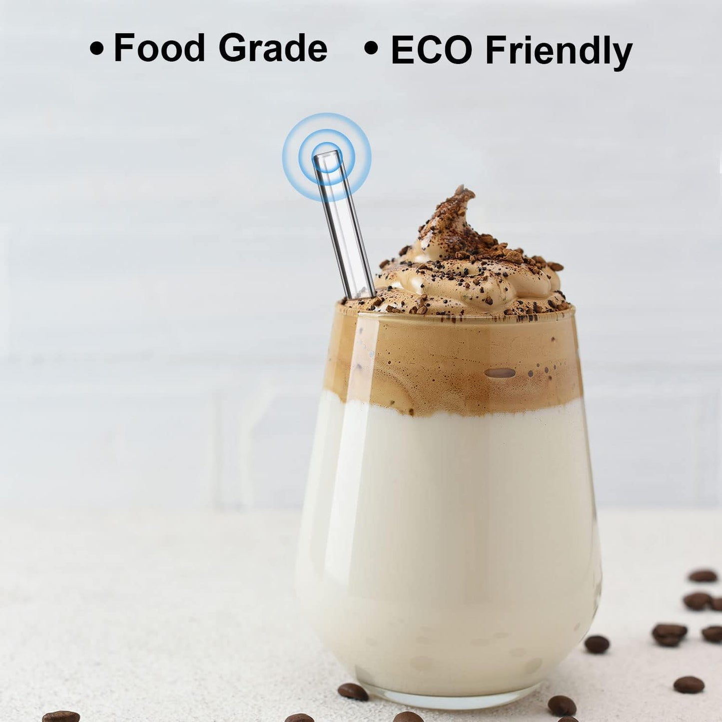 Reusable Glass Straws Shatter Resistant Clear, Skinny Glass Straw Bent Thin for 16 oz Cups Tumblers 9 inch 8mm