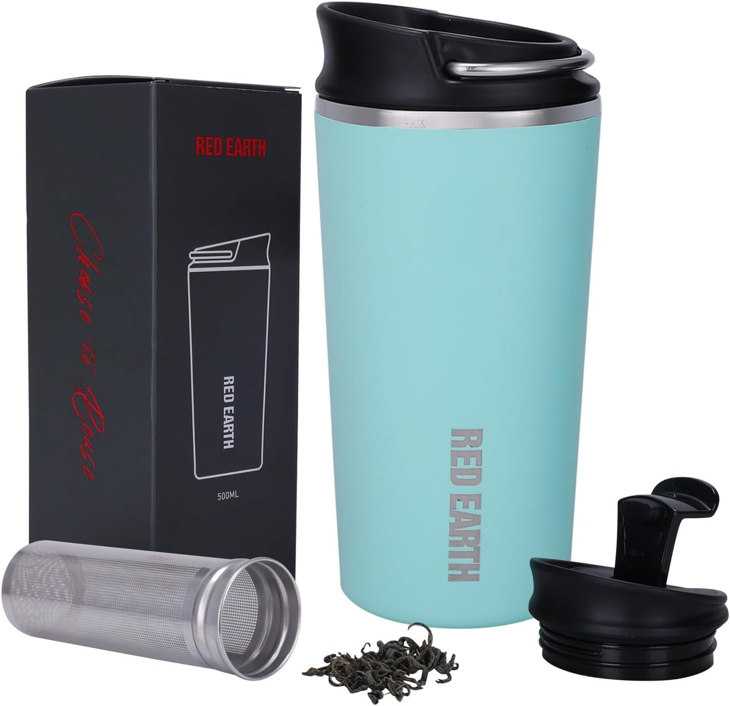 GiNT 17oz Travel Tea Mug with Infuser, 2 Lids. Vacuum Insulated 316 Stainless Steel Coffee Mug. Dishwasher Safe Tea Cup with Strainer for Hot & Cold Brew Coffee. Mothers Day Gifts for Mom (White)