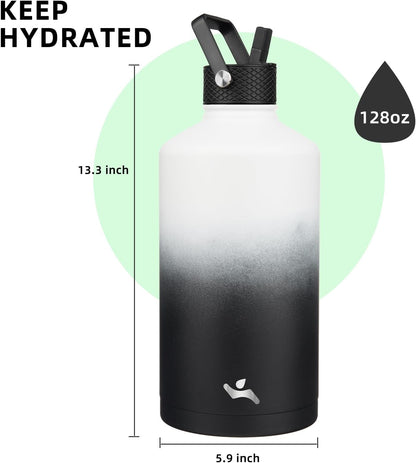 Konokyo 22oz Stainless Steel Bottles with 3 Lids Sport Insulated Water Bottle,Mint