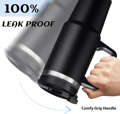 30 oz Tumbler with Handle and Straw - Keep Cold 36H & Hot 12H, Metal Coffee Cup with Lid (Straw & Flip Lid), 30oz Insulated Stainless Steel Thermal Mug, Leak-proof Travel Water Bottle