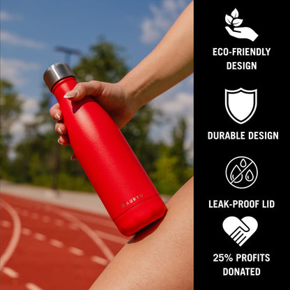 Best in Class Triple-Walled Insulated Stainless Steel Water Bottle, Keeps your Drinks Cold for up to 24 Hours and Hot for up to 12 Hours, Leak Proof, Make a Difference in the World, Black, 17oz