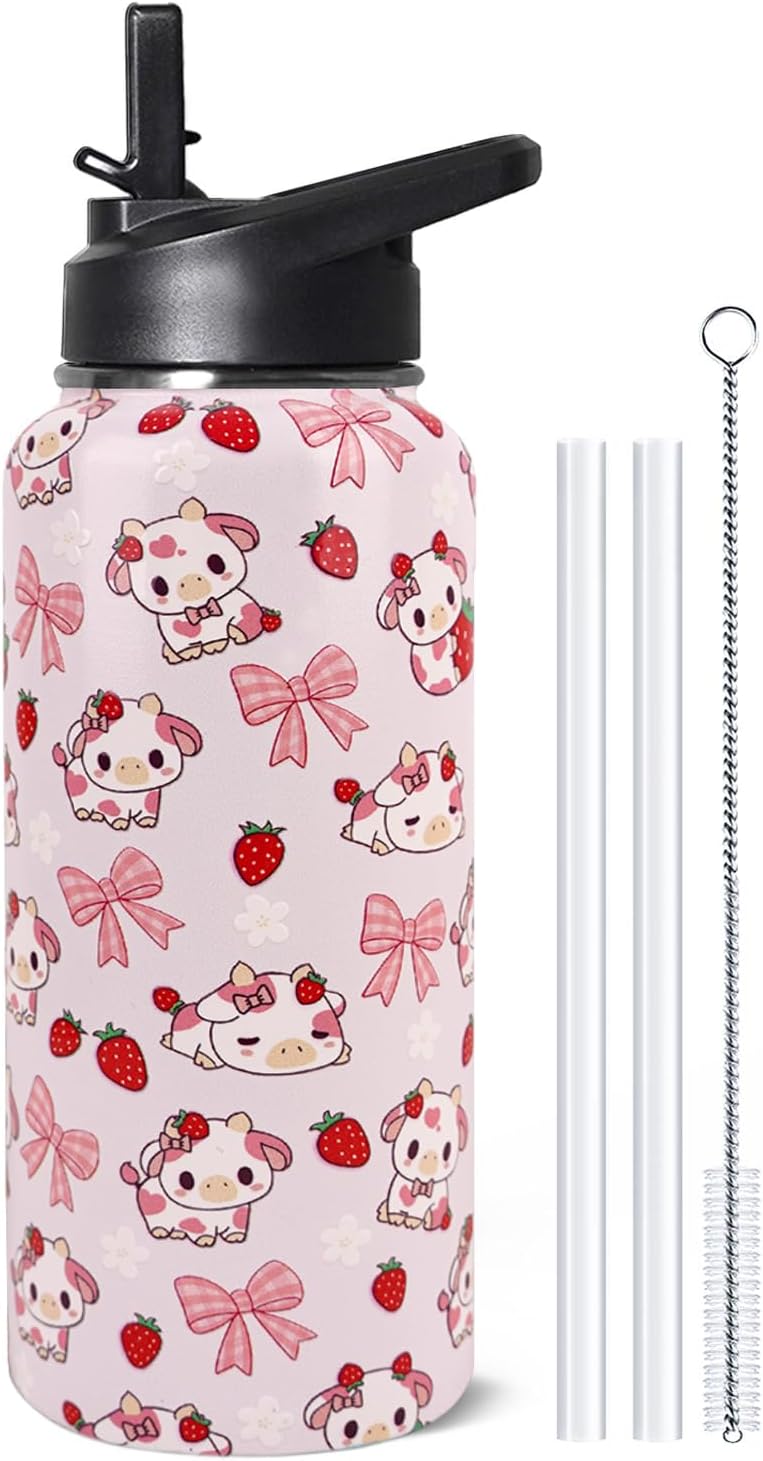 32 oz Pickleball Insulated Water Bottle with Straw - Pickleball Gym Hiking Sports Coffee Mug | Perfect Pickleball Gifts for Women, Pickleball Decor Accessories