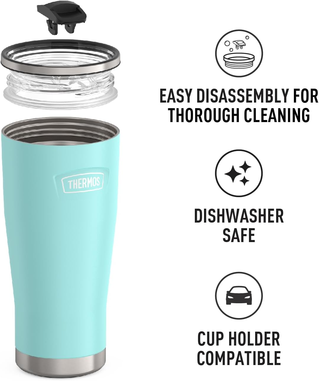 THERMOS ICON SERIES, Stainless Steel Tumbler with Slide Lock, 18 Ounce, Mystic Navy
