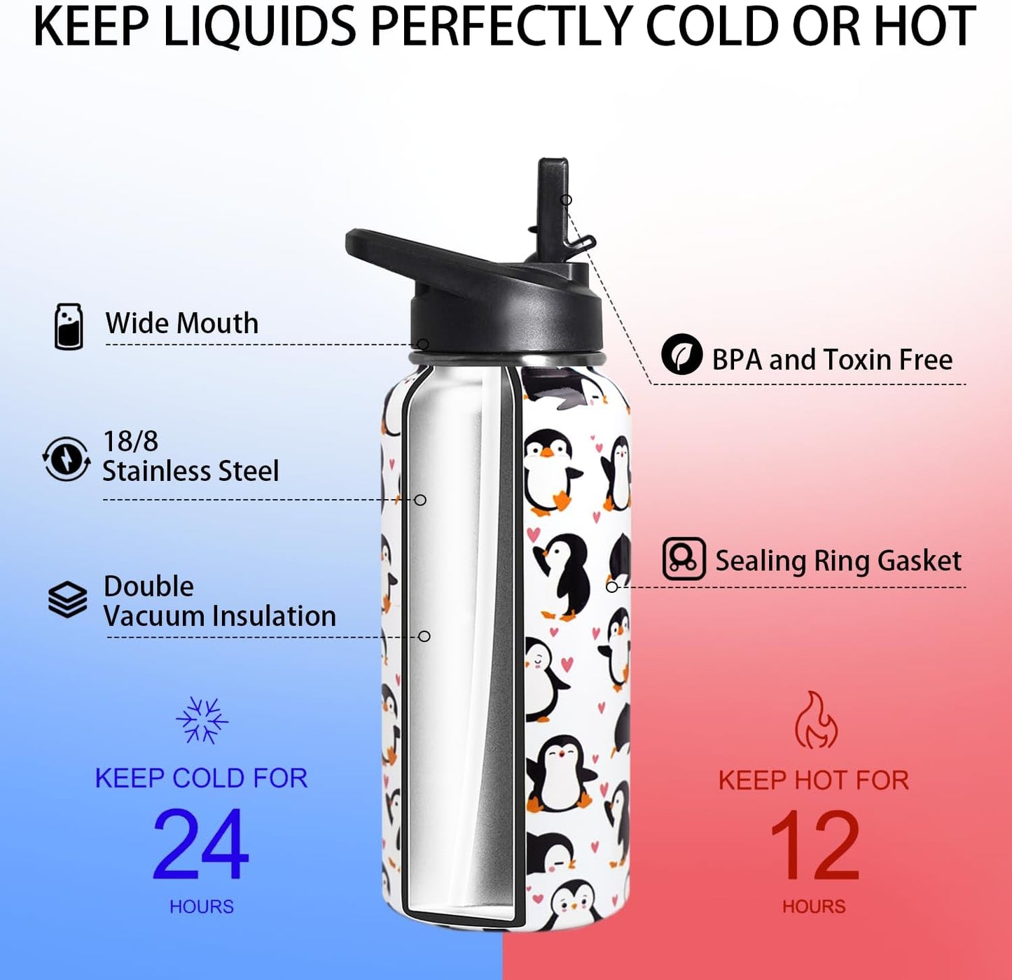 32 oz Pickleball Insulated Water Bottle with Straw - Pickleball Gym Hiking Sports Coffee Mug | Perfect Pickleball Gifts for Women, Pickleball Decor Accessories