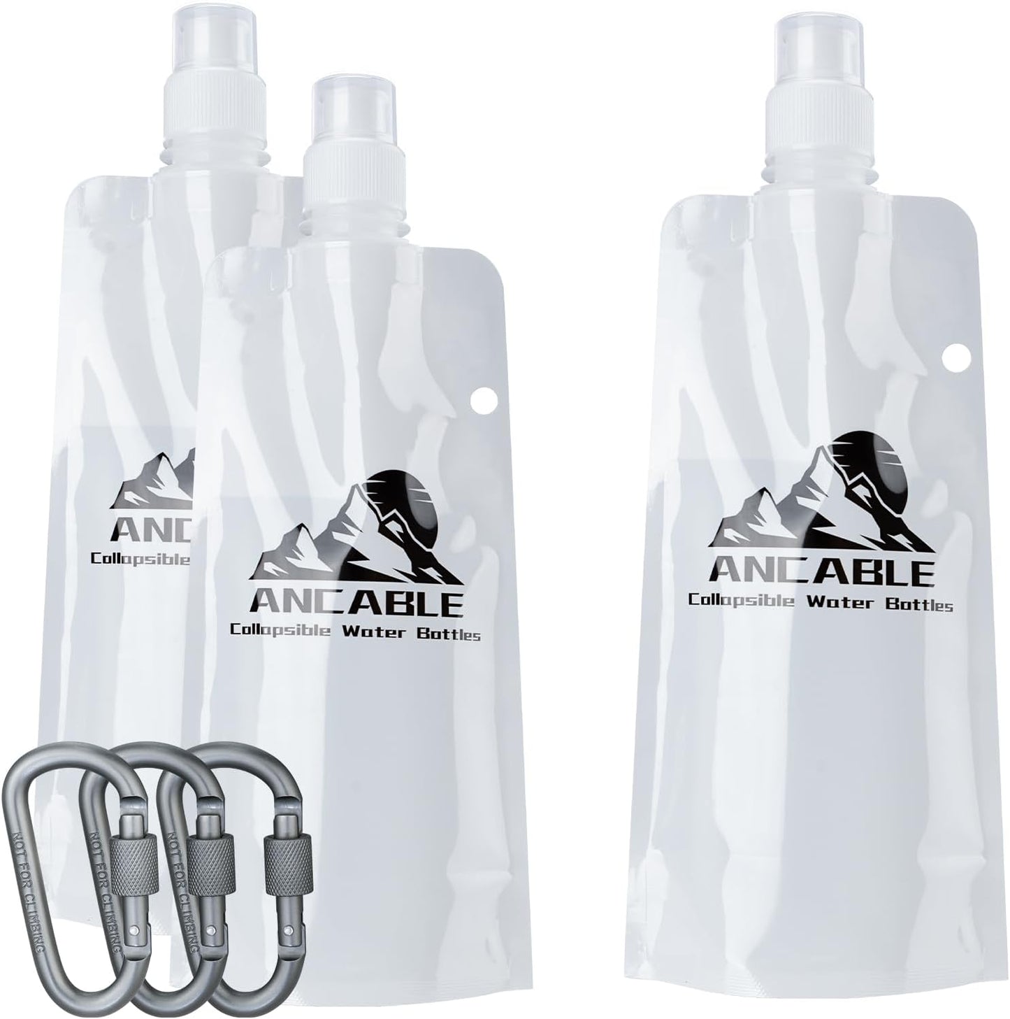 Ancable 33oz (1L) Collapsible Water Bottles, 3-Pack Reusable Travel Foldable Water Bottles for Hiking Camping Running Bike, BPA-Free Water Bottle