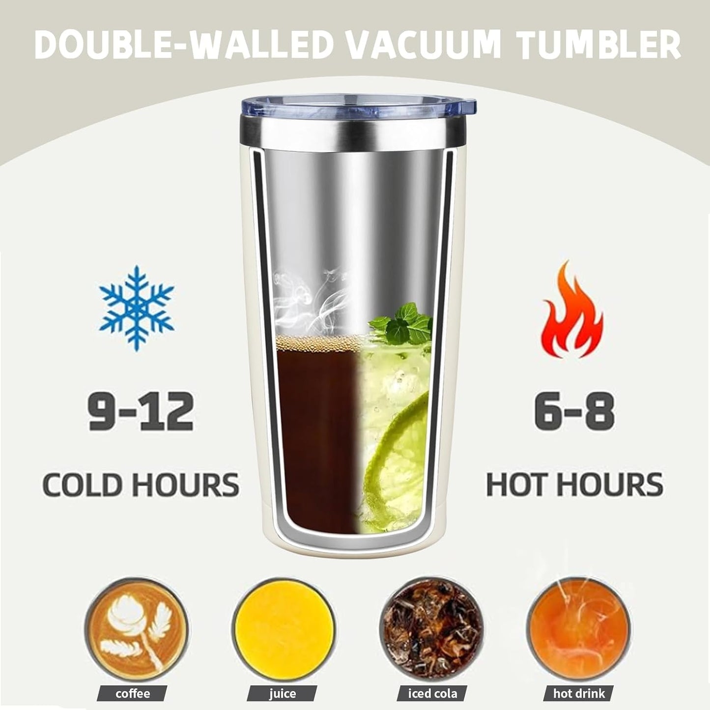 20 oz Tumbler with Lids and Straws, Stainless Steel Insulated Coffee Tumbler, Double Wall Vacuum Insulated Travel Mug Cup, Leakproof Thermal Coffee Cup for Hot and Cold Drinks (azure blue)