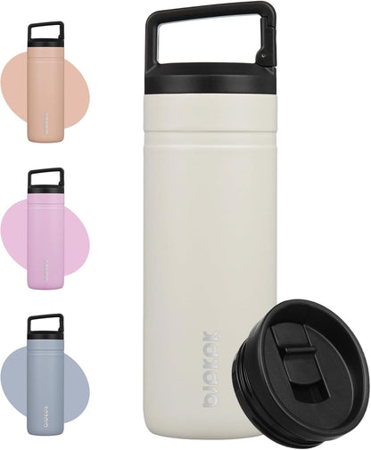 BJPKPK Insulated Water Bottle with 2 Lids,20 oz Double Wall Stainless Steel Vacuum Tumbler Travel Coffee Mug,Wide Mouth Thermal Cup,Haze Blue