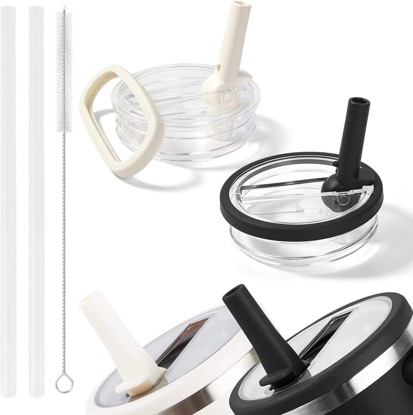 2 Pack 30 oz Flip Straw Leak Proof Lid for Stanley Quencher H2.0, Spill Proof Tumbler Lid Replacement, BPA Free Reusable No Spill Straw Lid for Stanley Accessories