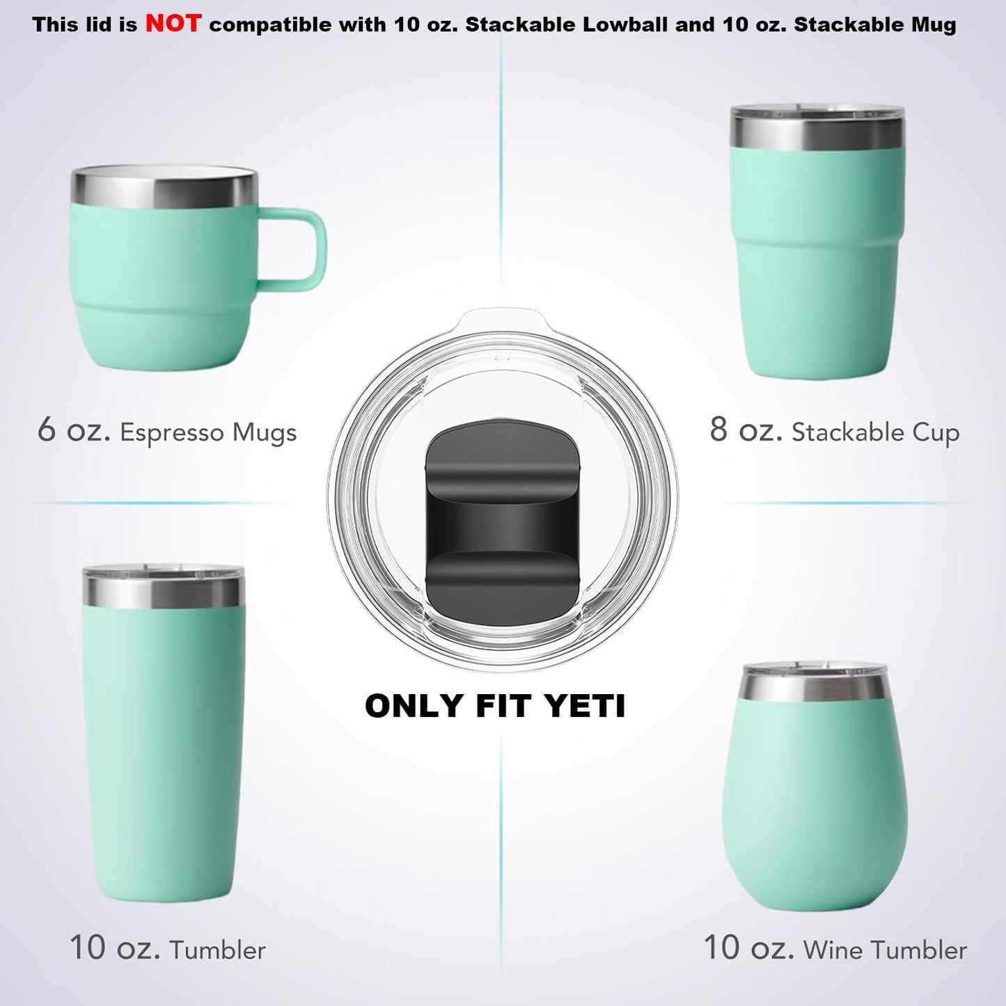30 oz Tumbler Lid, Replacement Lids Compatible for YETI 30/32 oz Tumbler, 14 oz Mug and 35 oz Straw Mug, 2 Pack Travel Spill Proof Cup Lids Covers with Magnetic Slider Switch, BPA Free
