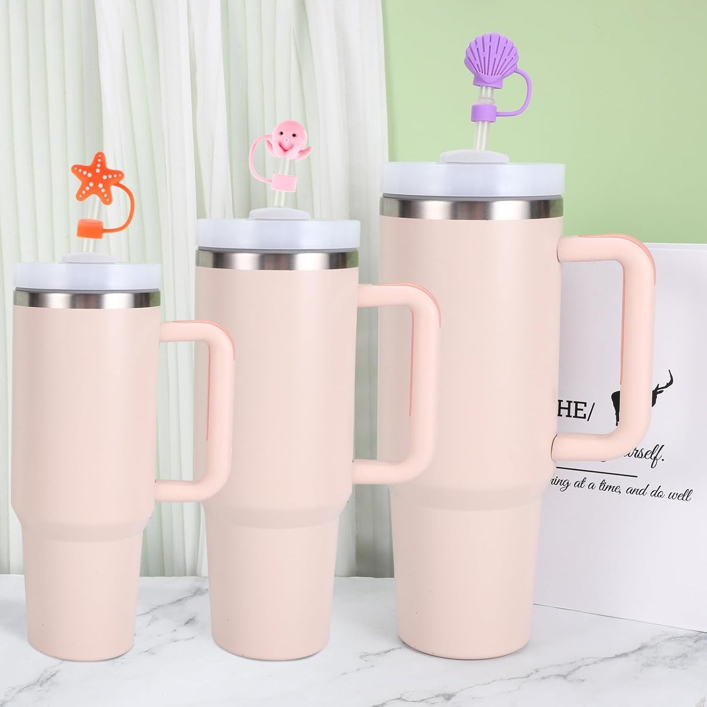 8 Pcs Animal Straw Cover Cap, Silicone Straw Topper for Stanley 30&40 Oz Tumbler Cute Straws Cap in Various Shapes, Straws Covers for 0.4 Inch/10 mm Tips Gifts for Women Girls Teens