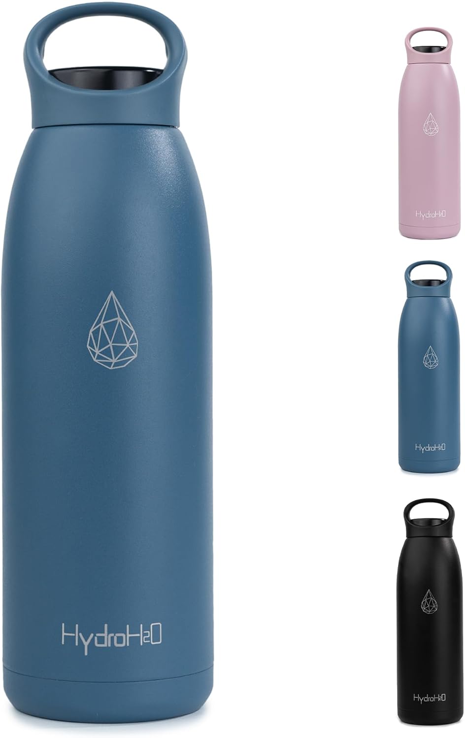 32oz Insulated Stainless Steel Water Bottle with Handle, Double Wall Leakproof Sport Water Bottle, BPA-Free, Keeps Cold 24H/Hot 12H, Ideal Gym Bottle for Men, Women, Office, Hiking, Black