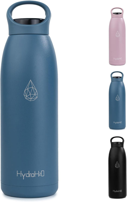 32oz Insulated Stainless Steel Water Bottle with Handle, Double Wall Leakproof Sport Water Bottle, BPA-Free, Keeps Cold 24H/Hot 12H, Ideal Gym Bottle for Men, Women, Office, Hiking, Black